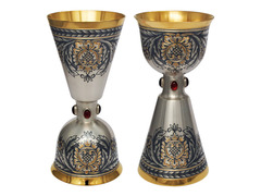 Серебряный подарочный бокал - перевертыш с декором и позолотой